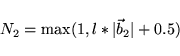 \begin{displaymath}
N_2 = {\rm max}(1,l*\vert{\vec b}_2\vert+0.5)
\end{displaymath}
